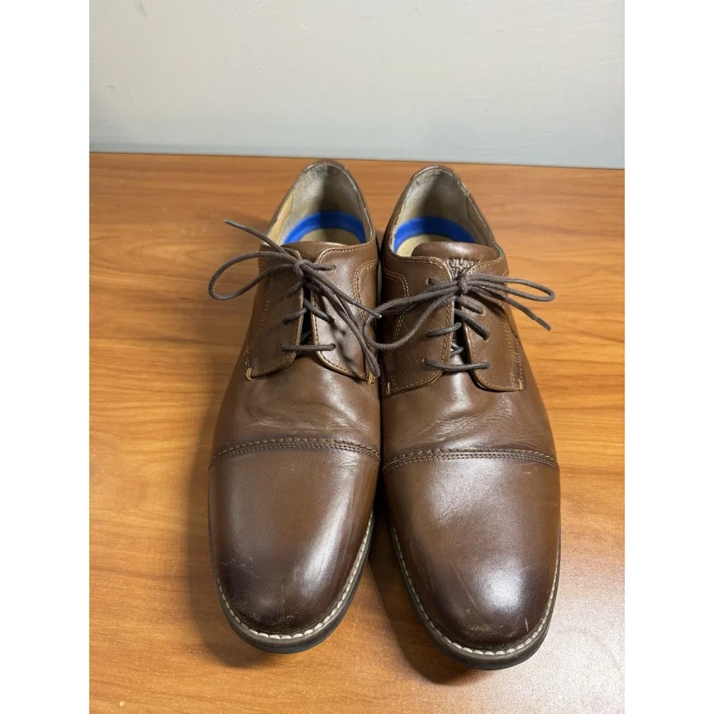 Nunn Bush Comfort Gel Mens 13M Cognac Brown Leather Cap Toe Oxford Dress Shoes